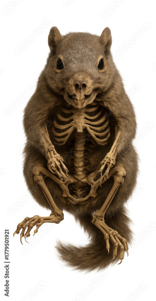 Obraz premium Mummified ancient squirrel with intact fur and skeletal remains.