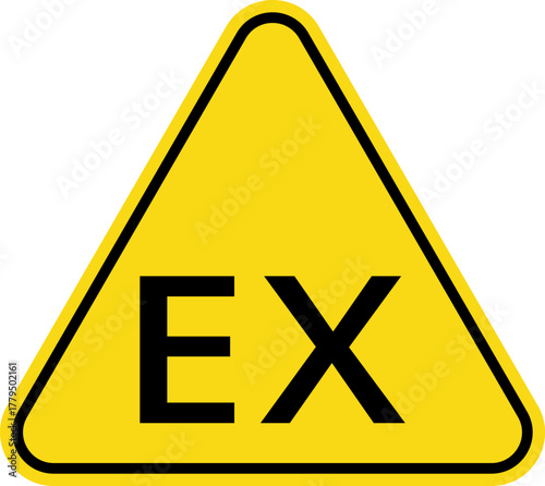 Hazard danger vector signs set. Radiation sign, High voltage sign, Exclamation point, Biohazard sign, Gas flame sign, Toxic sign, Laser, CO2, Magnet, Low temperature, EX. Road, Caution warning danger