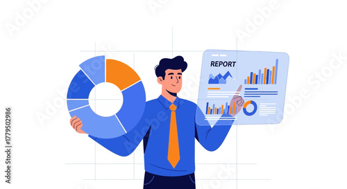 Business Analyst Presenting Financial Data With Infographic Charts and Reports for Analyzing