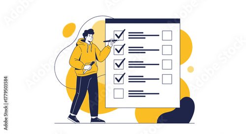 Checklist Completion Illustrated Concept Showcasing Task Management and Accuracy in Action