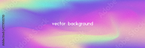 Noise Gradient Background. Abstract Grainy Bg In Pink, Purple And Blue Colors. Iridescent Hologram. Pearlescent Holographic Texture With Rainbow Foil. Grunge Blur Backdrop In Silver Mesh
