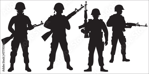 Soldier Silhouettes on White Background Vector Fully Editable Smart Object Text Effect