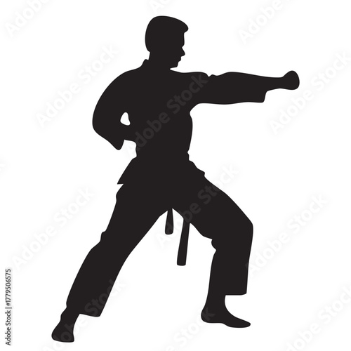 Taekwondo Martial Arts Silhouettes on White Background Vector Fully Editable Smart Object Text Effect