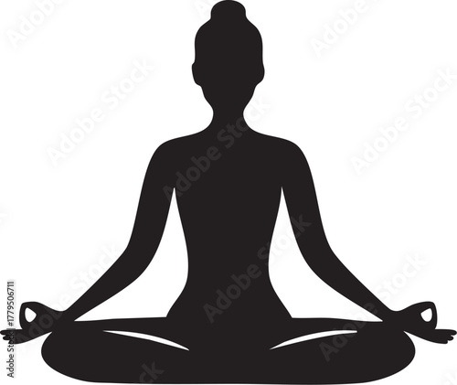 Yoga and Meditation Pose Silhouettes on White Background Vector Fully Editable Smart Object Text Effect