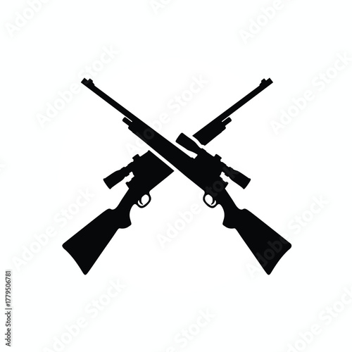 two crossed hunting rifles vector silhouette