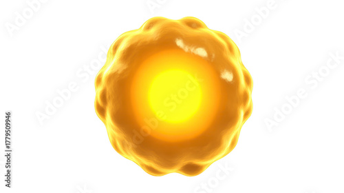 Glowing yellow sphere with smooth wavy surface, bright center, abstract energy ball, vibrant light, isolated on transparency background, futuristic and dynamic design