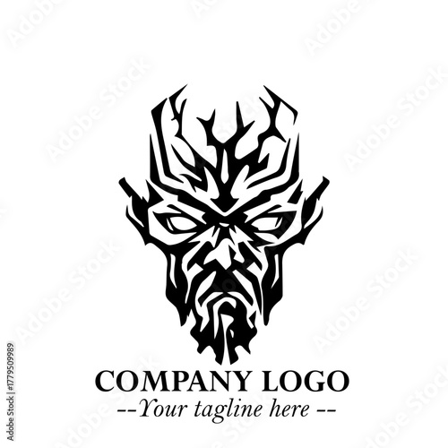 Head of Zombie Logo Symbol in Black on the White Background with Horror Minimal Vector Design
