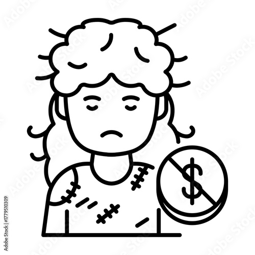 This Poor Woman icon is suitable for Poverty.