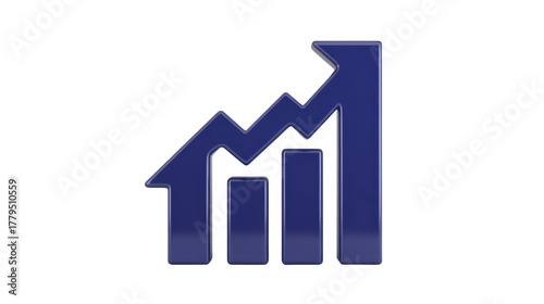 Free Download Rising bar chart upward arrow growth progress success business finance blue 3D icon isolated symbol positive trend economic data analytics investment digital modern increase performance achievement - GFXLoad