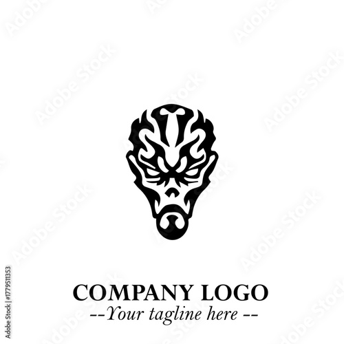Head of Zombie Logo Symbol in Black on the White Background with Horror Minimal Vector Design
