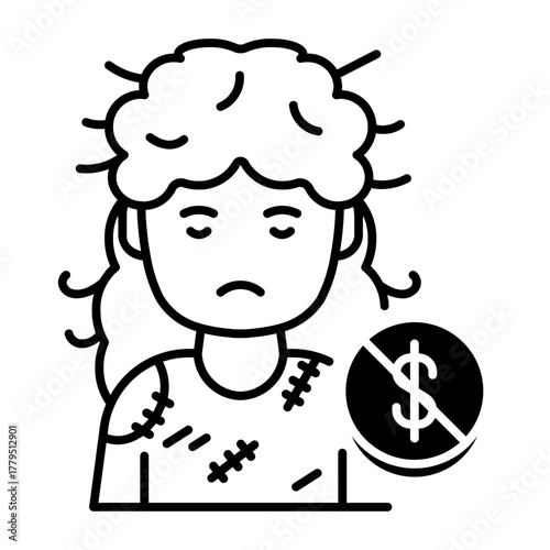 This Poor Woman icon is suitable for Poverty.