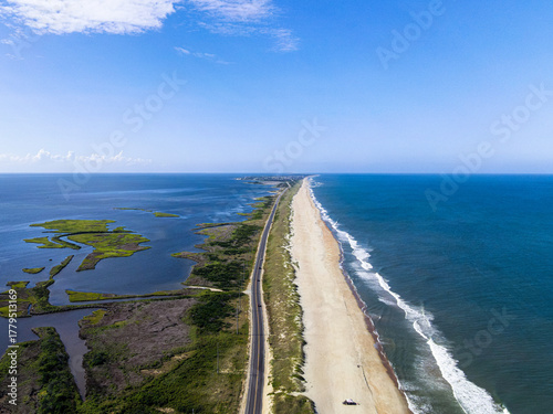 Photography Aerial View of Outer Banks Coastline in Buxton, NC