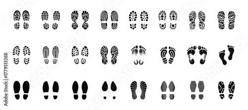 Set of human footprints icon. Foot imprint, footsteps. Footprint.
