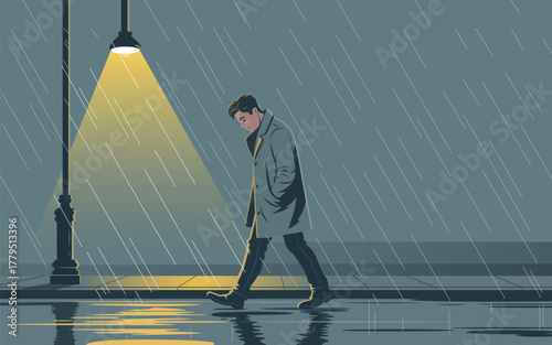 Lost Man Walking in the rain