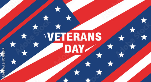 Veterans Day celebration with American flag background and stars  