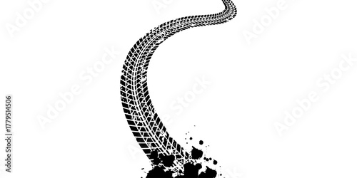 Auto tire tread grunge element. Car and motorcycle tire pattern, wheel tyre tread track. Black tyre print.