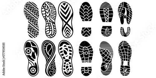 Vector set of shoe tracks EPS 10