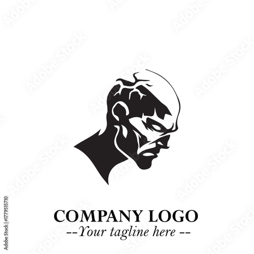 Head of Zombie Logo Symbol in Black on the White Background with Horror Minimal Vector Design
