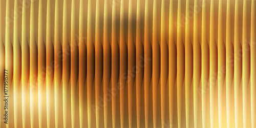 Abstract glass gradient circle with neon ribbed effect and reeded sphere texture. Futuristic fractal pattern for holographic background or tech backdrop. Vibrant rainbow blob with fluid yellow blend.