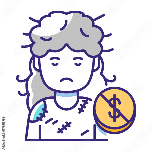 This Poor Woman icon is suitable for Poverty.