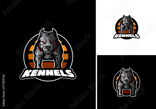 guard dog mascot emblem logo, dog kennel vector illustration design template