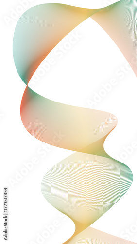 Abstract swirling ribbon with intricate patterns on transparent background