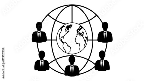 Global business network connecting diverse professionals around the world in a digital communication concept