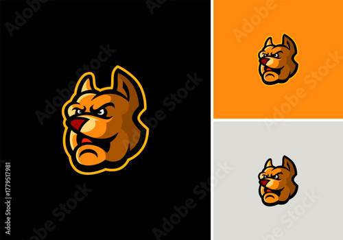 cartoon dog head mascot logo, bulldog head illustration vector design template