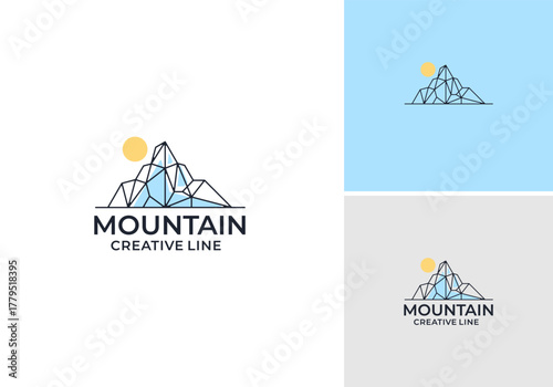 minimalist abstract iceberg simple abstract outline style, mountain range illustration vector design template