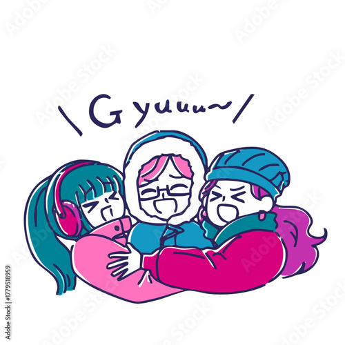 シンプルかわいい冬服女子たちのイラスト素材