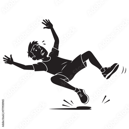Silhouette Illustration of a Person Tripping and Falling