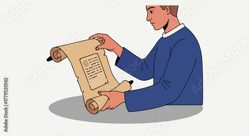 Person examines a scroll