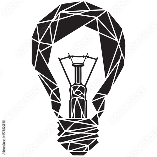 Abstract Geometric Light Bulb Illustration on a Clean White Background