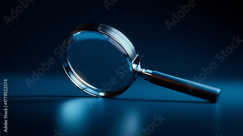Magnifying glass on a surface suggests forensic investigation, precise examination and reliable results for audits and reports.
