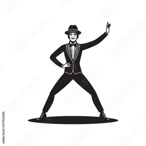 1920s Charleston Dancer silhouette vector black color white background (2).eps