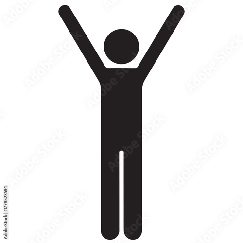 Jubilant Human Figure with Arms Raised in Celebration