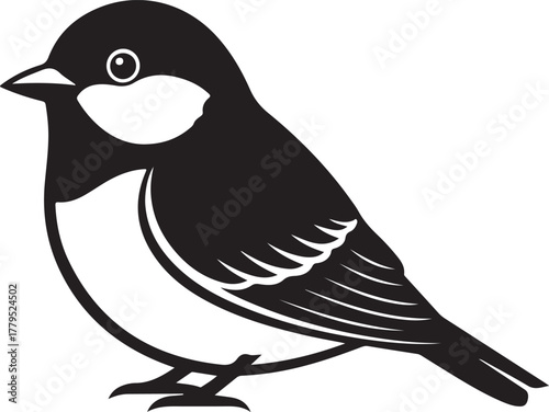 Black Silhouette of a Small Bird Keywords: bird, silhouette, black and white, animal, avian