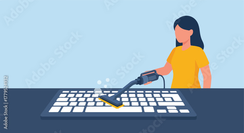 Person cleaning a keyboard with a vacuum (1)