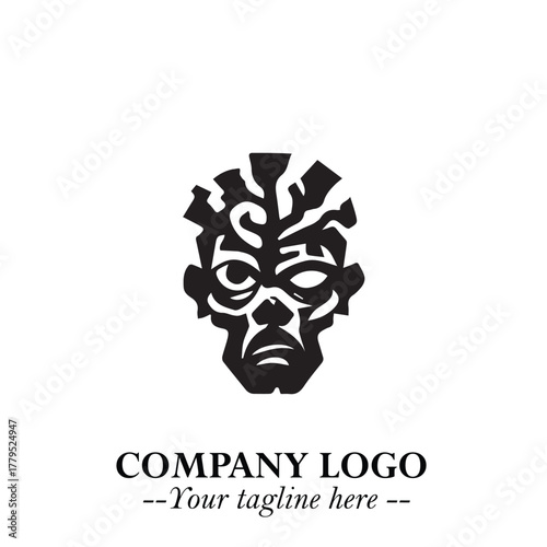 Head of Zombie Logo Symbol in Black on the White Background with Horror Minimal Vector Design