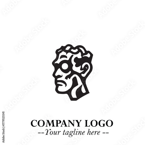 Head of Zombie Logo Symbol in Black on the White Background with Horror Minimal Vector Design