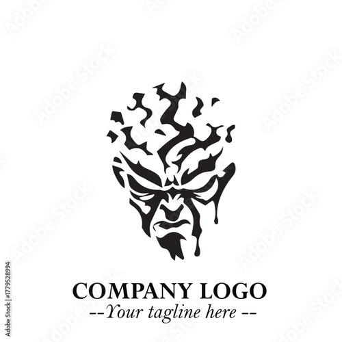 Head of Zombie Logo Symbol in Black on the White Background with Horror Minimal Vector Design