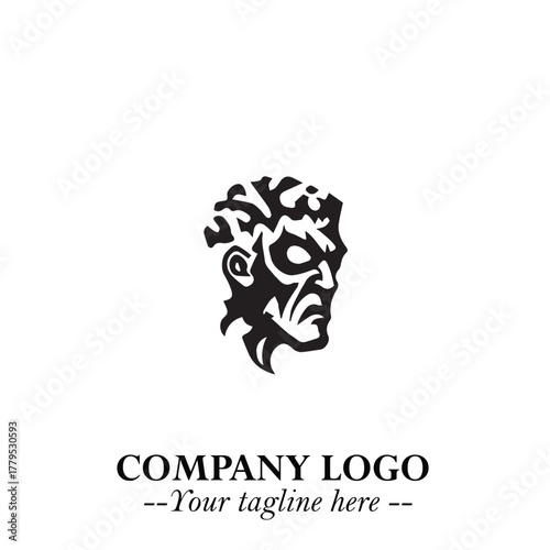 Head of Zombie Logo Symbol in Black on the White Background with Horror Minimal Vector Design