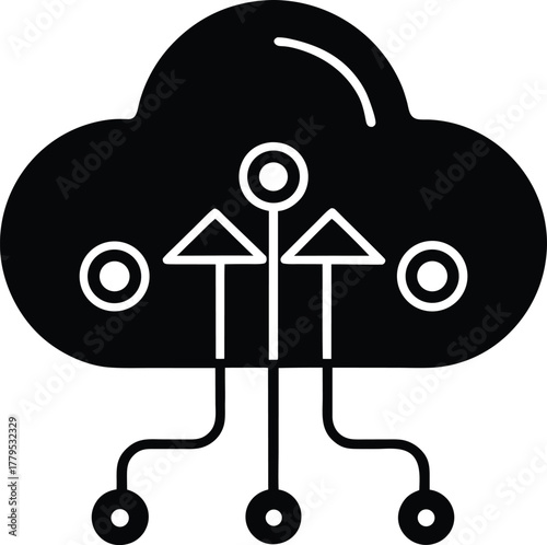 Cloud computing data upload download arrows storage server infrastructure
