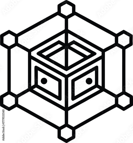 Decentralized autonomous organization blockchain network icon for crypto currency