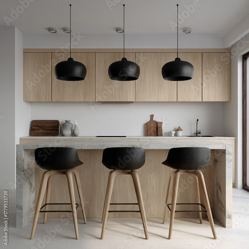 Cozy modern kitchen interior.