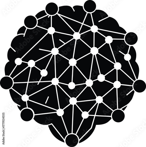 Artificial intelligence brain network icon for deep learning and neural systems