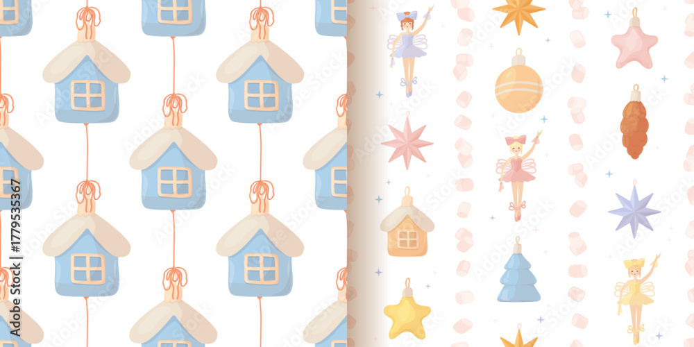 Quadro su tela Christmas tree baubles pattern