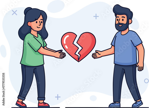 Couple Holding Broken Heart Symbol Meaning Separation
