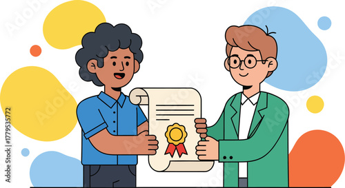 Receiving an Award Certificate in an Office Meeting