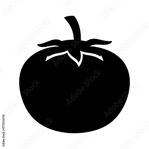 Tomato vector icon illustration, fresh organic vegetable, healthy food, farm product, black shape